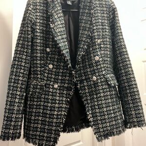 Rachel Zoe Black and White Tweed Blazer